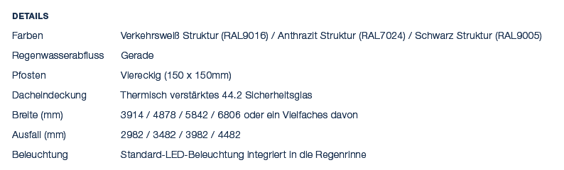 Details Farben Verkehrswei Struktur (RAL9016) / Anthrazit Struktur (RAL7024) / Schwarz Struktur (RAL9005) Regenwasse...