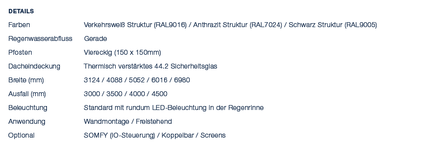 Details Farben Verkehrswei Struktur (RAL9016) / Anthrazit Struktur (RAL7024) / Schwarz Struktur (RAL9005) Regenwasse...