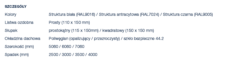 Szczeg y Kolory Struktura bia a (RAL9016) / Struktura antracytowa (RAL7024) / Struktura czarna (RAL9005) Listwa ozdo...