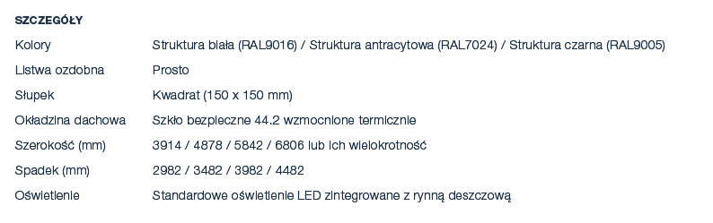 Szczeg y Kolory Struktura bia a (RAL9016) / Struktura antracytowa (RAL7024) / Struktura czarna (RAL9005) Listwa ozdo...