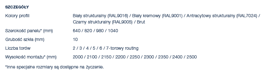 Szczeg y Kolory profili Bia y strukturalny (RAL9016) / Bia y kremowy (RAL9001) / Antracytowy strukturalny (RAL7024) ...