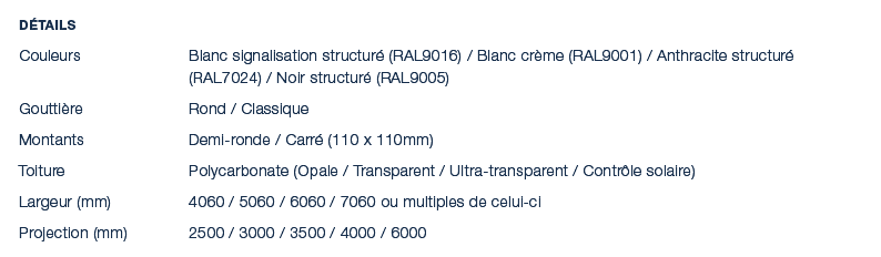 D tails Couleurs Blanc signalisation structur (RAL9016) / Blanc cr me (RAL9001) / Anthracite structur  (RAL7024) / N...