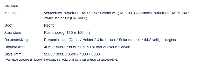 Details Kleuren Verkeerswit structuur (RAL9016) / Cr me wit (RAL9001) / Antraciet structuur (RAL7024) / Zwart structu...