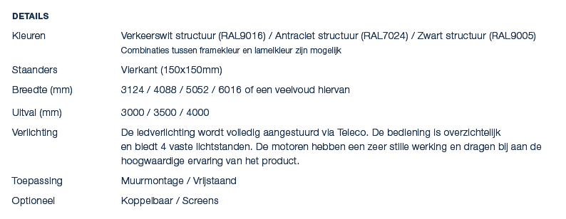Details Kleuren Verkeerswit structuur (RAL9016) / Antraciet structuur (RAL7024) / Zwart structuur (RAL9005) Combinati...