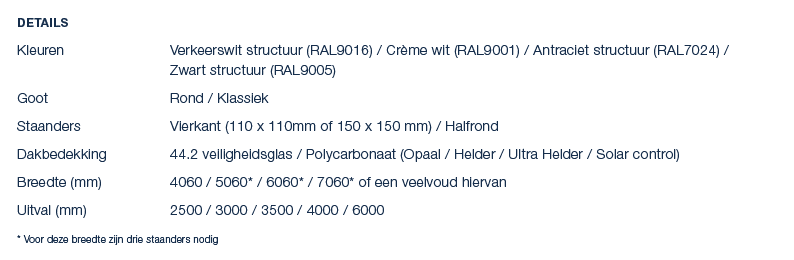 Details Kleuren Verkeerswit structuur (RAL9016) / Cr me wit (RAL9001) / Antraciet structuur (RAL7024) / Zwart structu...