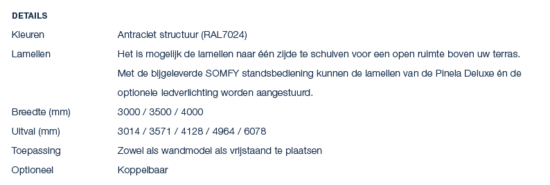 Details Kleuren Antraciet structuur (RAL7024) Lamellen Het is mogelijk de lamellen naar  n zijde te schuiven voor ee...