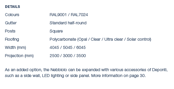 Details Colours RAL9001 / RAL7024 Gutter Standard half round Posts Square Roofing Polycarbonate (Opal / Clear / Ultra...