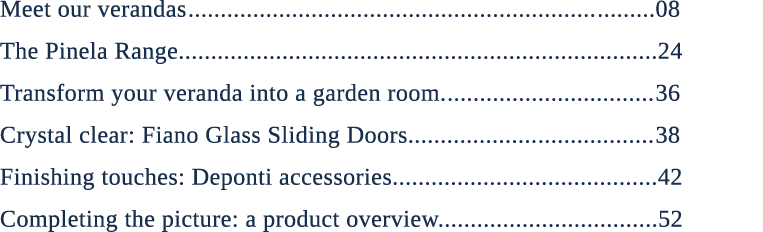 Meet our verandas .........08 The Pinela Range..........................................................................